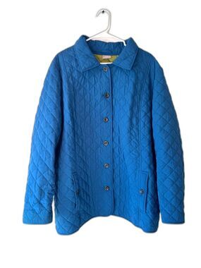 J. Jill Quilted Blue Button Down Coat